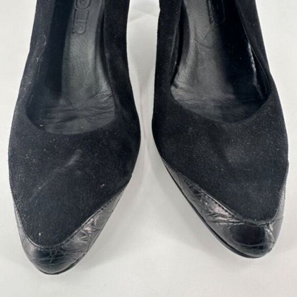 Jil Sander Women's Velvet Leather Trim Pointed Toe Pump Heel Shoes Black Size 36 - Picture 3 of 15
